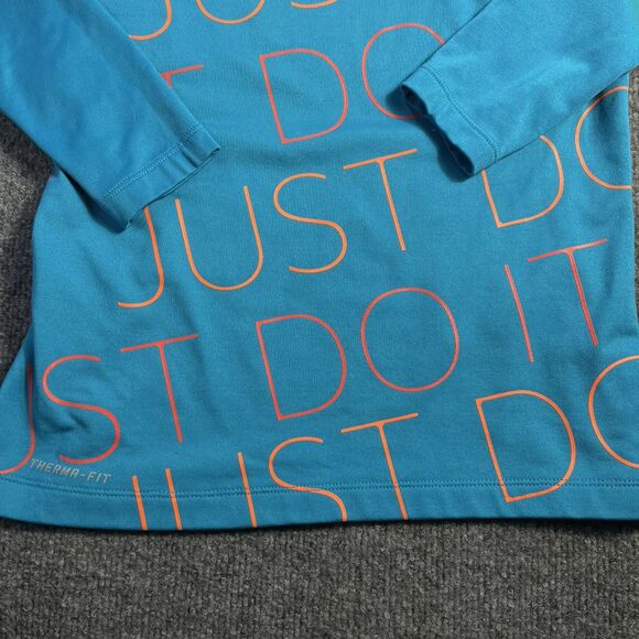 Nike Pro Combat Top Women’s Small Blue Dri-Fit Therma Fitted Thumb Holes Swoosh - Picture 6 of 13